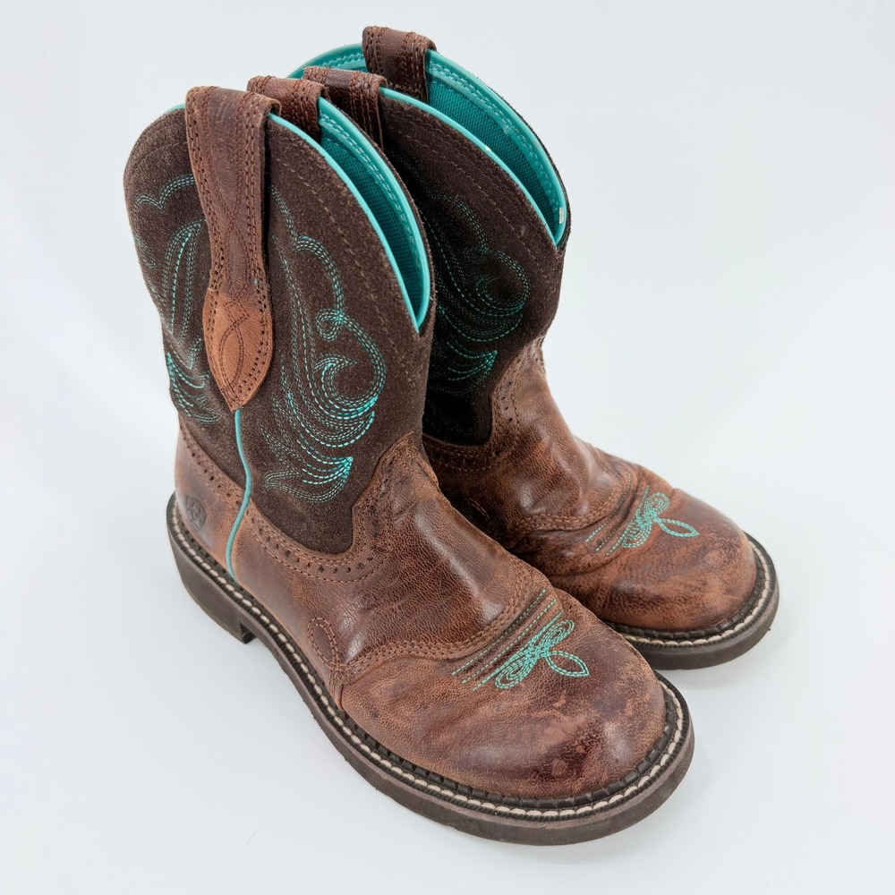 Ariat Fatbaby Women's Cowboy Boots Size 6B Cowgirl Turquoise Western Embroidered